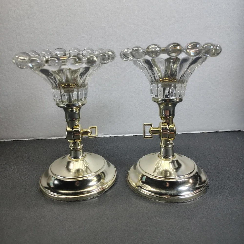 Home Interiors Gold Tone Candle Stick/ Holder/Wall Sconce Adjustable